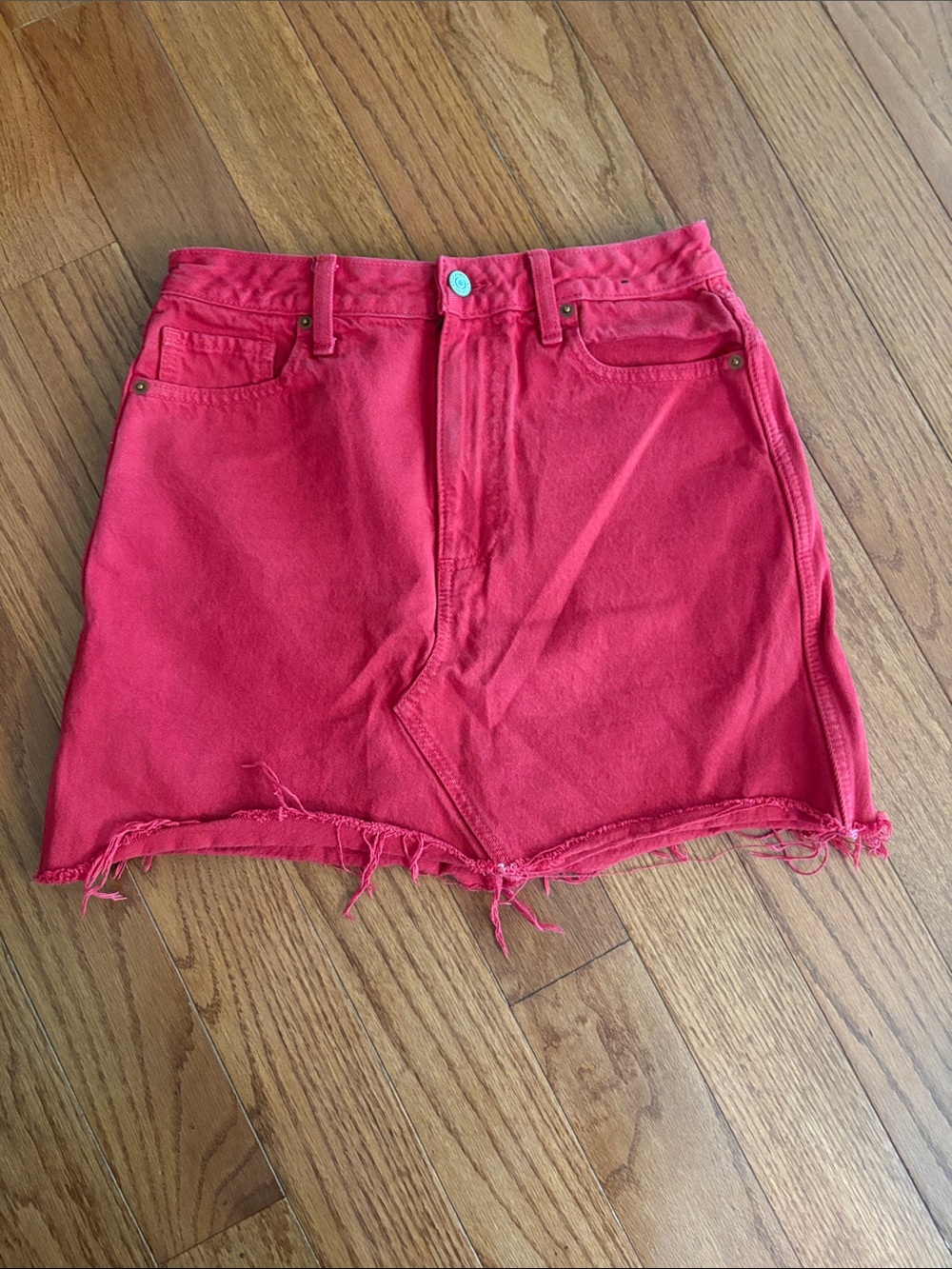 Abercrombie & Fitch Red Denim Cutoff Shorts